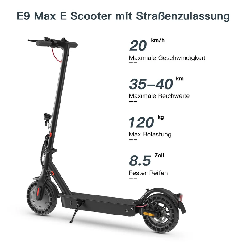 E9MAX E-Scooter Mit Sitz (ABE, eKFV)