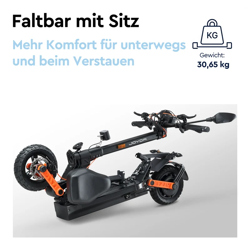 Joyor E-Scooter S8E mit Sitz und Mopedversicherung (ABE) (Neue Verpackung)