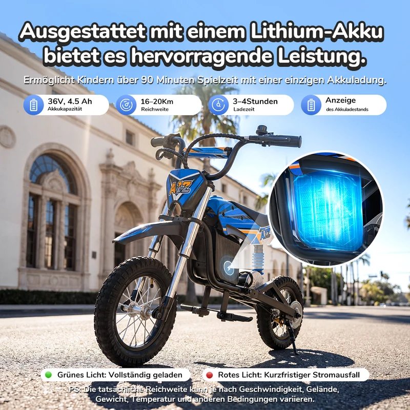 A12 Dirtybike für Kinder ab 5 Jahren mit Ambientebeleuchtung