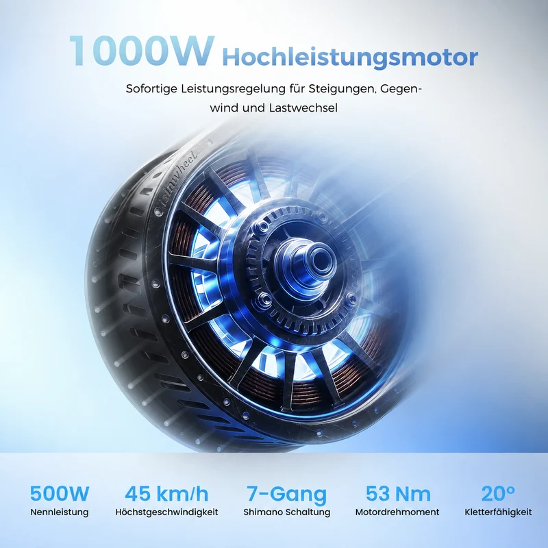 EB8 1000W Faltbares E-Fatbike mit 20" Fat-Reifen und bis zu 145km Reichweite