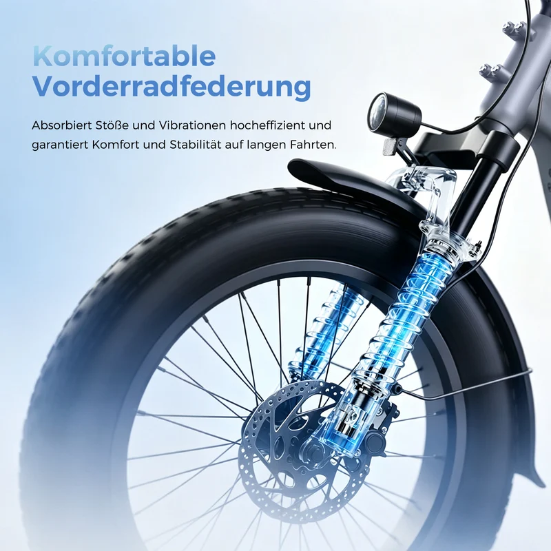 EB8 1000W Faltbares E-Fatbike mit 20" Fat-Reifen und bis zu 145km Reichweite