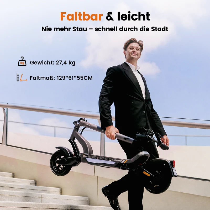 isinwheel S-Nova Pro 70KM Urban Komfort-Pendler E-Scooter Mit Straßenzulassung(ABE, eKFV)