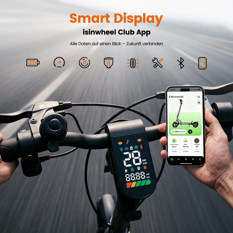 isinwheel S-Nova Pro 70KM Urban Komfort-Pendler E-Scooter Mit Straßenzulassung(ABE, eKFV)