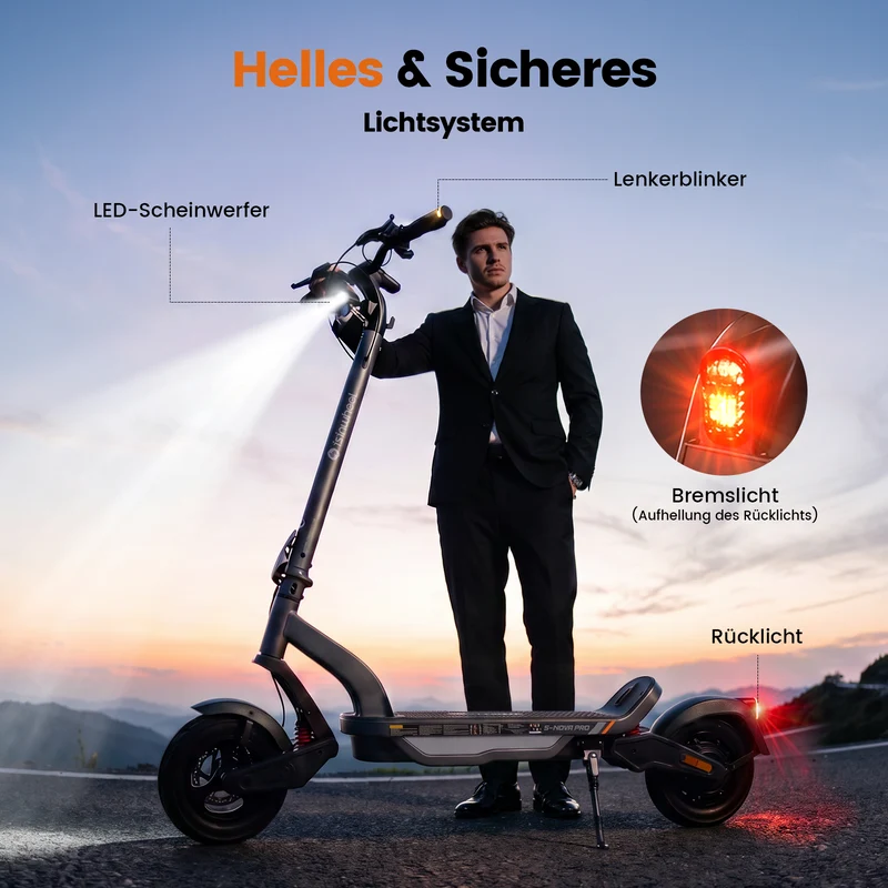 isinwheel S-Nova Pro 70KM Urban Komfort-Pendler E-Scooter Mit Straßenzulassung(ABE, eKFV)