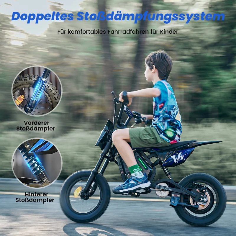 A14 Elektromotorrad für Kinder ab 5 Jahren mit Ambientebeleuchtung