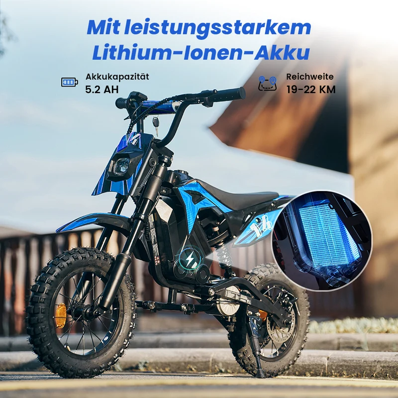 A14 Elektromotorrad für Kinder ab 5 Jahren mit Ambientebeleuchtung