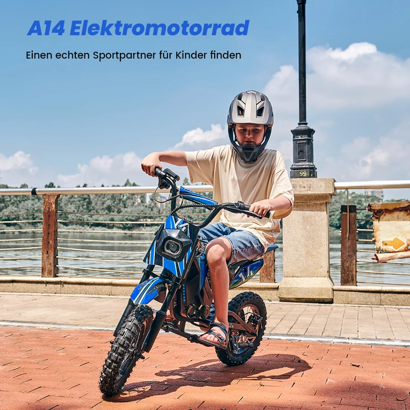 A14 Elektromotorrad für Kinder ab 5 Jahren mit Ambientebeleuchtung