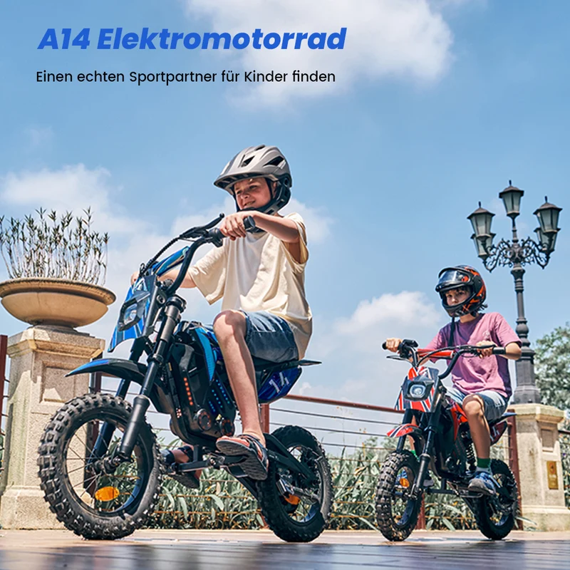 A14 Elektromotorrad für Kinder ab 5 Jahren mit Ambientebeleuchtung