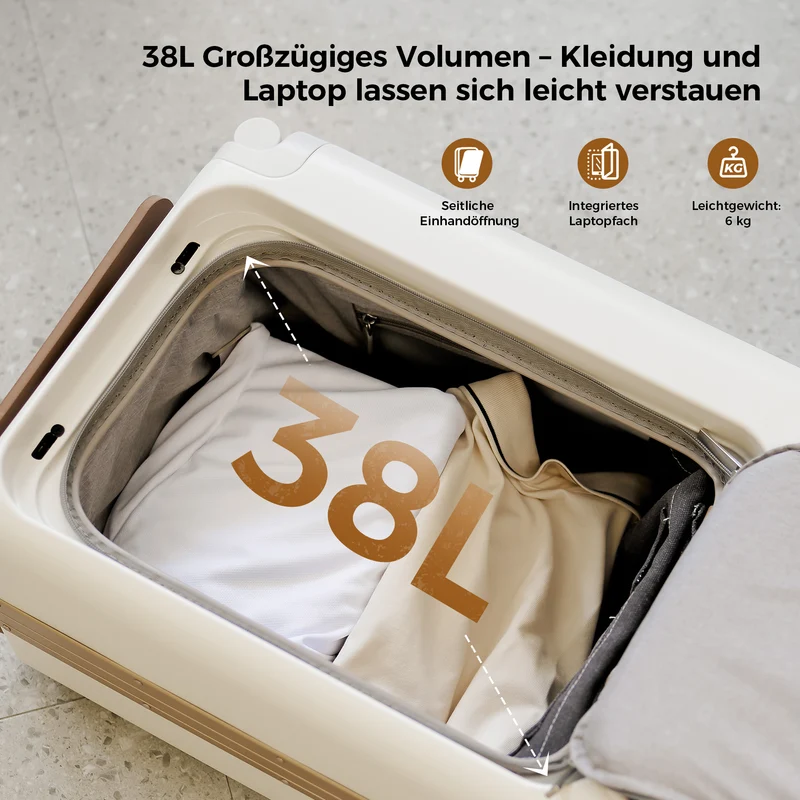 isinwheel 20-Zoll Fahrbarer Elektrischer Reisekoffer mit Flugzeugtauglich