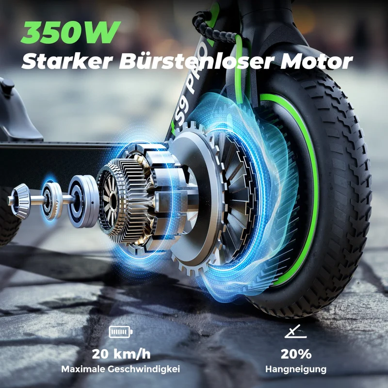 isinwheel S9Pro City-Pendler E-Scooter Doppelfederung Mit Straßenzulassung (ABE, eKFV)