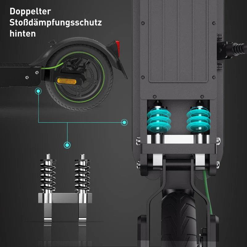 isinwheel S9Pro City-Pendler E-Scooter Doppelfederung Mit Straßenzulassung (ABE, eKFV)