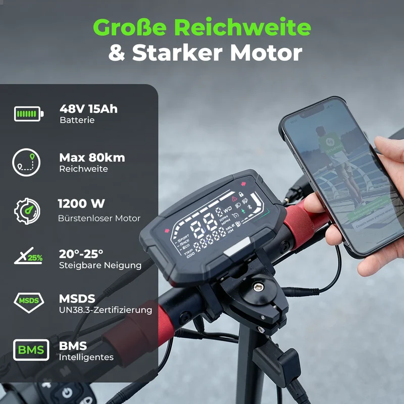 isinwheel GT2 11-Zoll High-Performance Offroad E-Scooter Mit Straßenzulassung (ABE, eKFV)