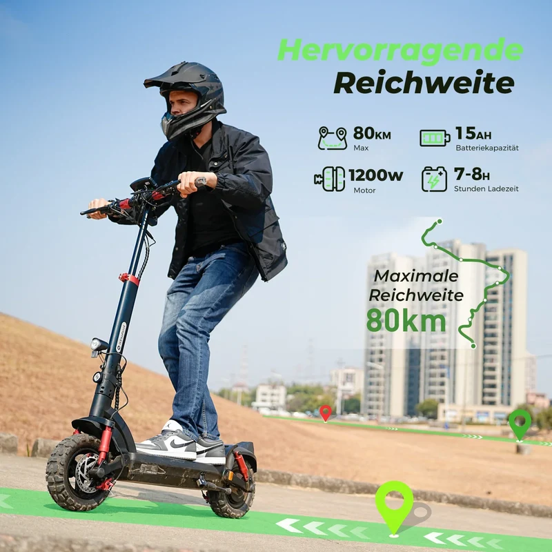 isinwheel GT2 11-Zoll High-Performance Offroad E-Scooter Mit Straßenzulassung (ABE, eKFV)