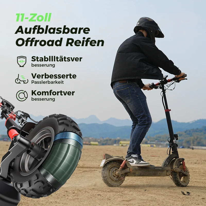 isinwheel GT2 11-Zoll High-Performance Offroad E-Scooter Mit Straßenzulassung (ABE, eKFV)