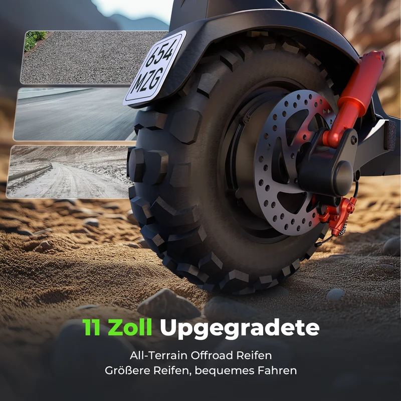 isinwheel GT2 11-Zoll High-Performance Offroad E-Scooter Mit Straßenzulassung (ABE, eKFV)