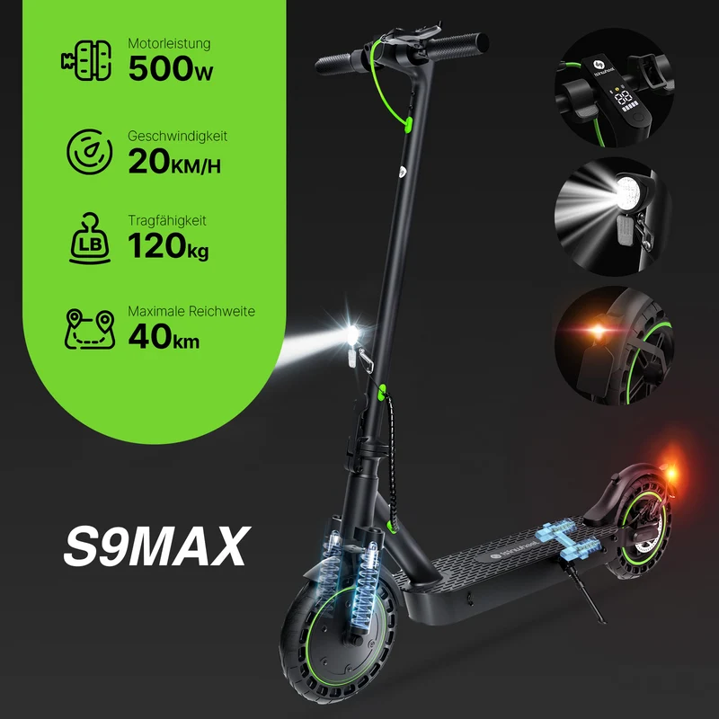 E9TMax City-Pendler E-Scooter Mit Straßenzulassung (ABE, eKFV)