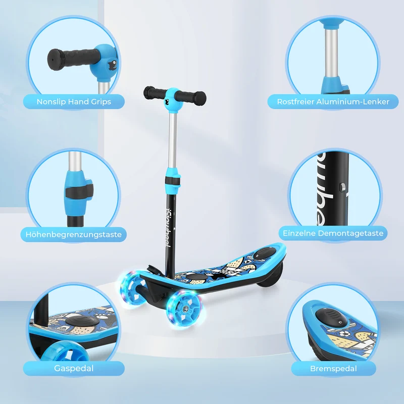 isinwheel Mini-Elektroroller mit 3 Rädern für Jungen im Alter von 3–12 Jahren