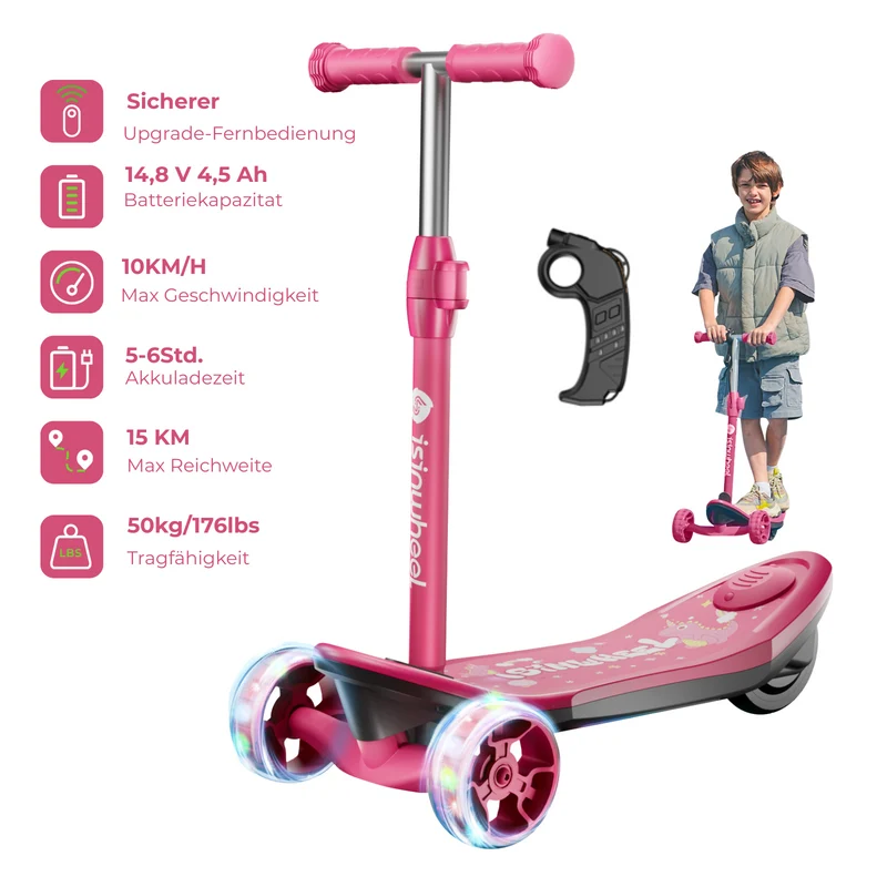 MiniSpider 2-in-1 Elektrischer Dreirad-Kinderscooter und Skateboard für Kinder ab 3 Jahre (Höhenverstellbare)