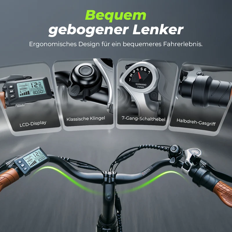 isinwheel UCityS Trekking E-Bike Tiefeinsteiger mit 750W Motor und App