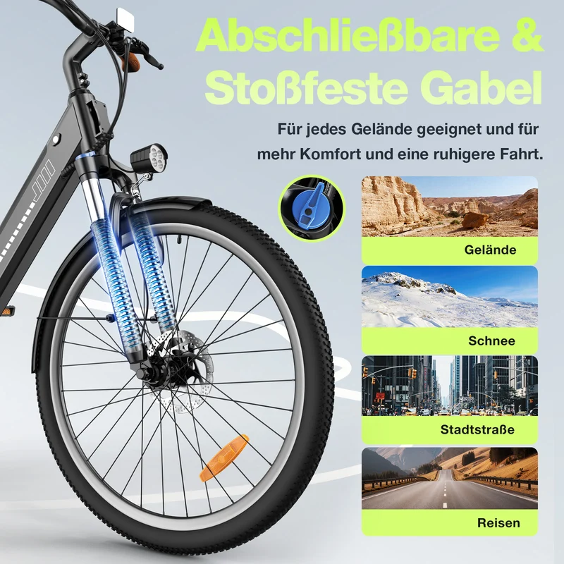 isinwheel UCityS Trekking E-Bike Tiefeinsteiger mit 750W Motor und App
