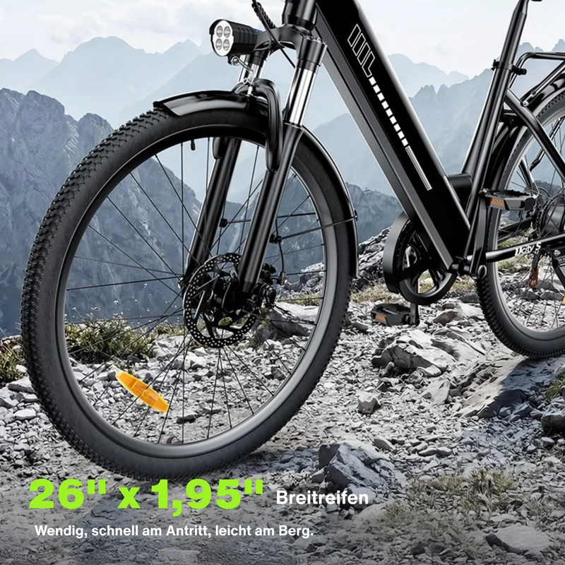 isinwheel UCityS Trekking E-Bike Tiefeinsteiger mit 750W Motor und App