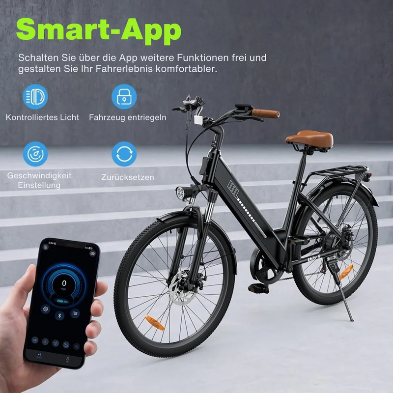 isinwheel UCityS Trekking E-Bike Tiefeinsteiger mit 750W Motor und App