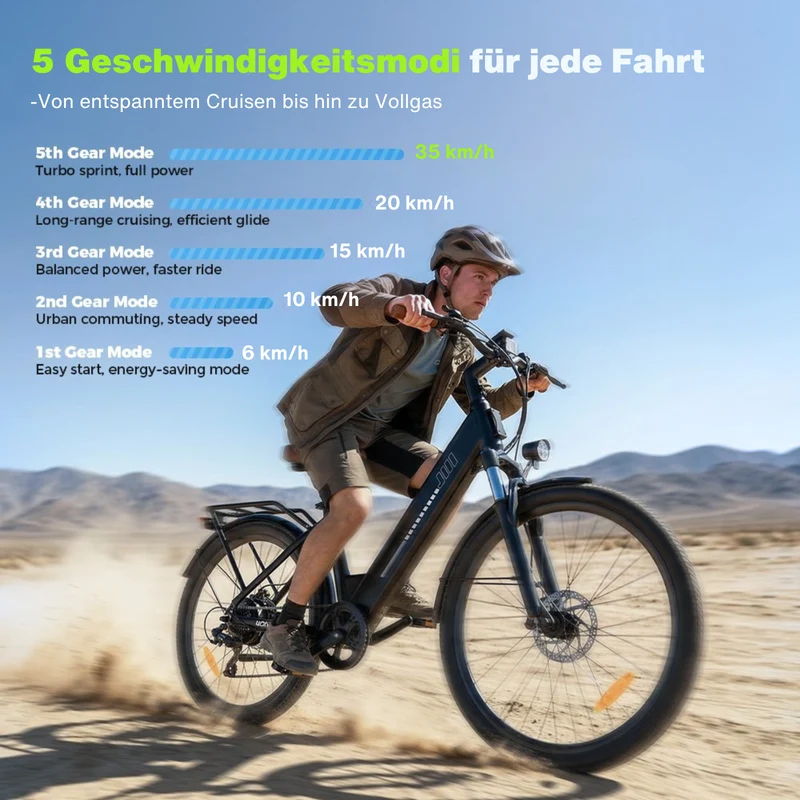 isinwheel UCityS Trekking E-Bike Tiefeinsteiger mit 750W Motor und App
