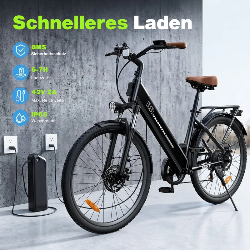 isinwheel UCityS Trekking E-Bike Tiefeinsteiger mit 750W Motor und App