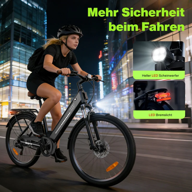 isinwheel UCityS Trekking E-Bike Tiefeinsteiger mit 750W Motor und App