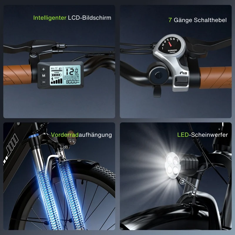isinwheel UCityS Trekking E-Bike Tiefeinsteiger mit 750W Motor und App