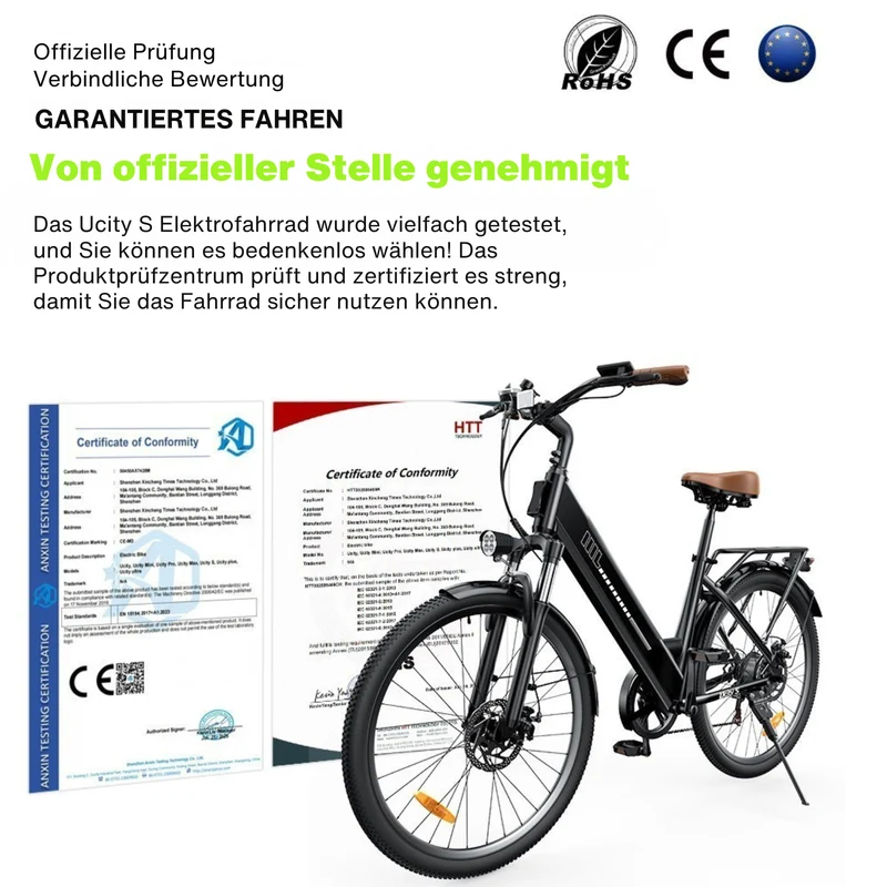 isinwheel UCityS Trekking E-Bike Tiefeinsteiger mit 750W Motor und App