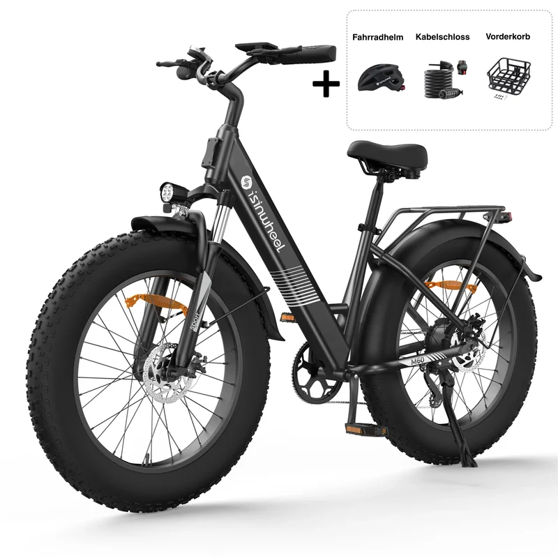 isinwheel M60 E-Fatbike Cruiser mit 26 Zoll Fat Tires 750W Motor