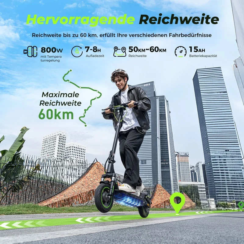 isinwheel S10Plus 60KM Komfort-Pendler E-Scooter Mit Straßenzulassung (ABE, eKFV)