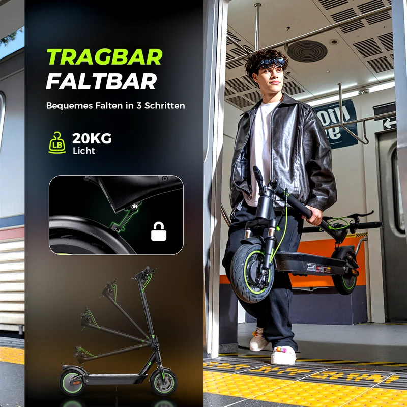 isinwheel S10Plus 60KM Komfort-Pendler E-Scooter Mit Straßenzulassung (ABE, eKFV)