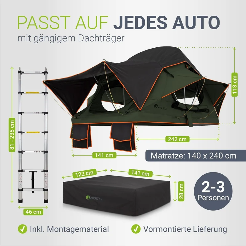 Dachzelt Lago für 2-3 Personen