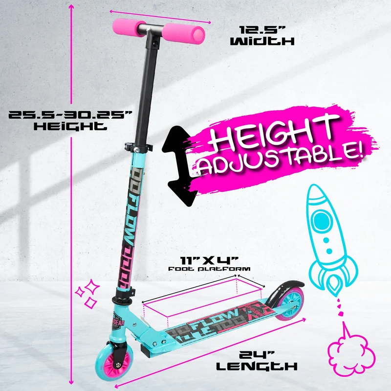 Carve 100 Folding Stunt Scooter - Teal-Pink