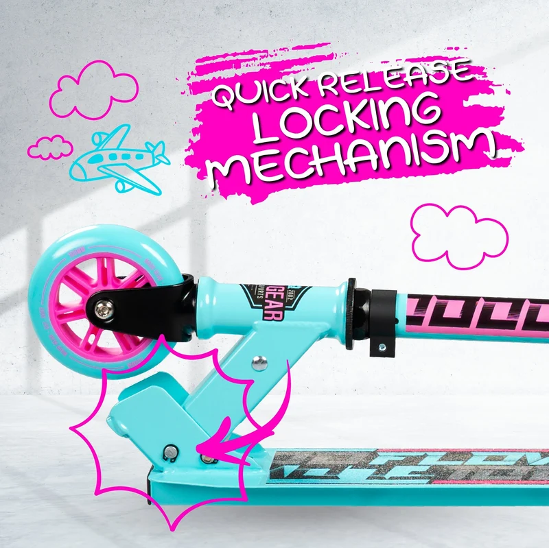 Carve 100 Folding Stunt Scooter - Teal-Pink
