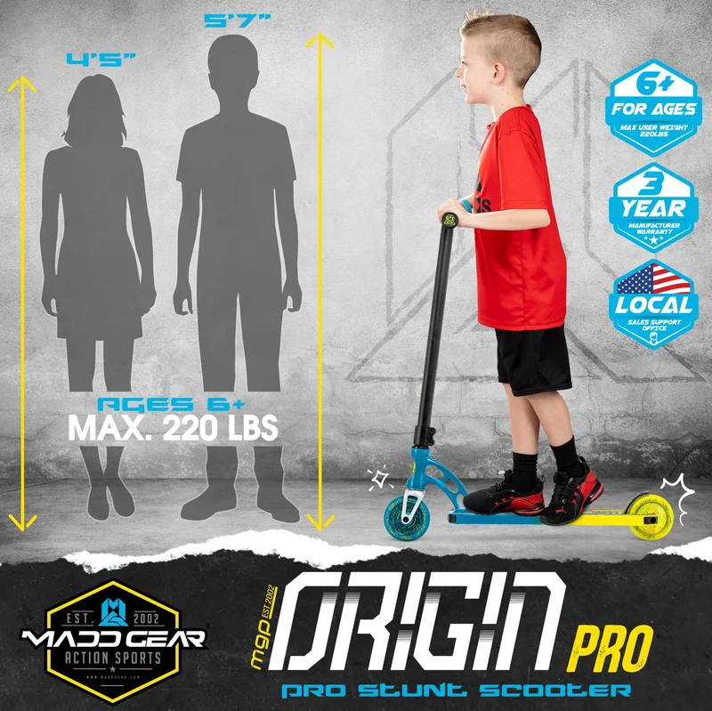 MGP Origin 4.5” Pro Stunt Scooter - Petrol Yellow