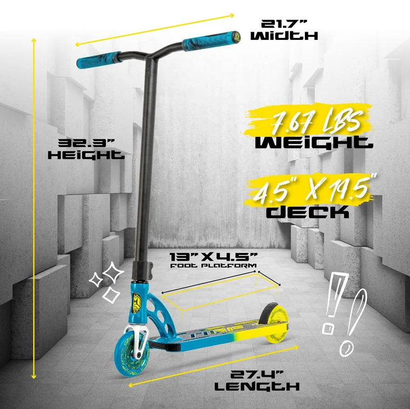 MGP Origin 4.5” Pro Stunt Scooter - Petrol Yellow