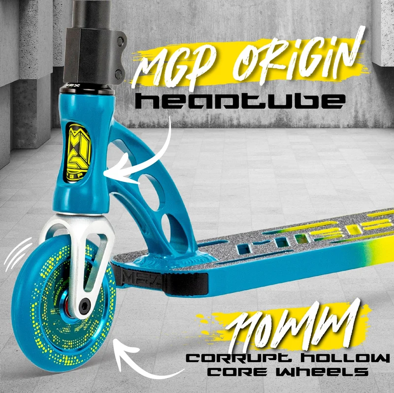 MGP Origin 4.5” Pro Stunt Scooter - Petrol Yellow
