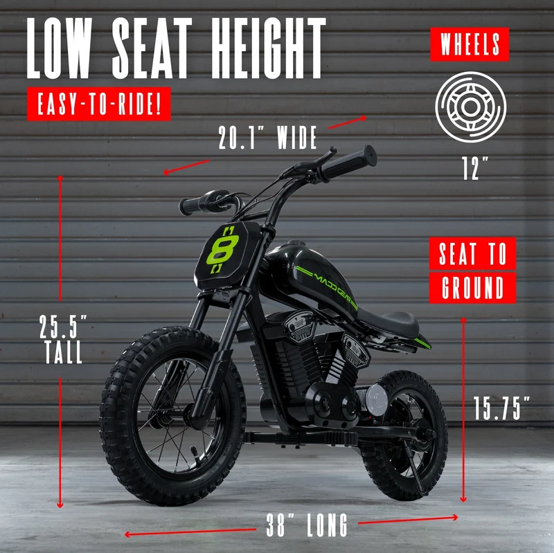 Madd Gear My 1st Mini Electric Dirt Bike - Black Green
