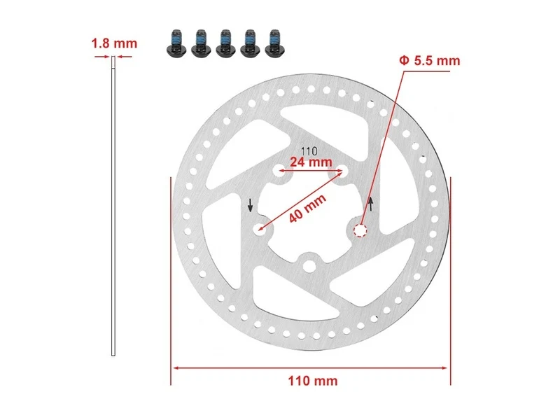 Bremsscheibe 110mm 5 Loch Silber für Xiaomi M365