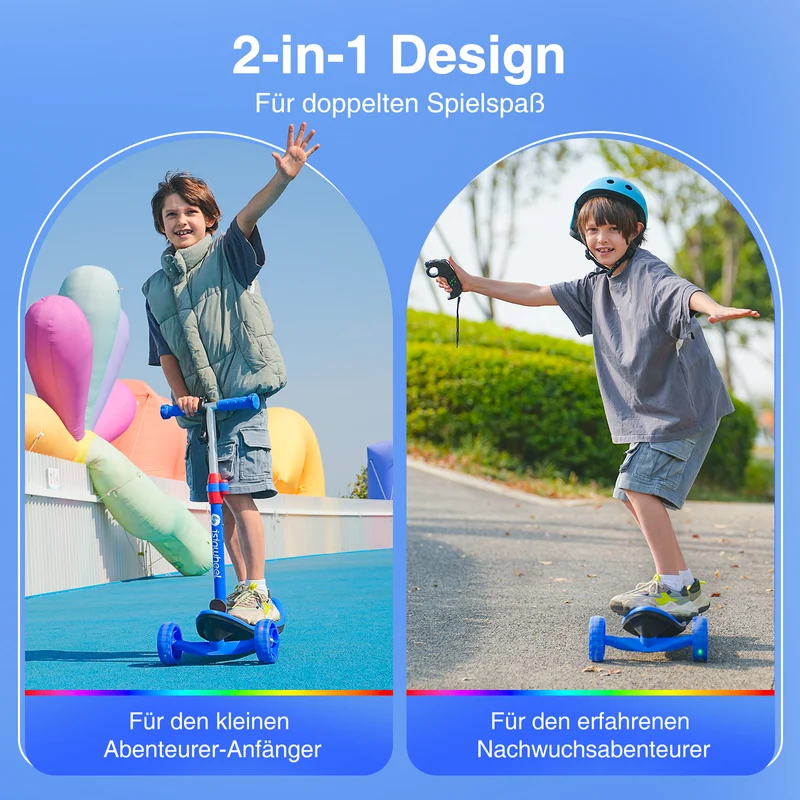 MiniSpider 2-in-1 Elektrischer Dreirad-Kinderscooter und Skateboard für Kinder ab 3 Jahre (Höhenverstellbare)