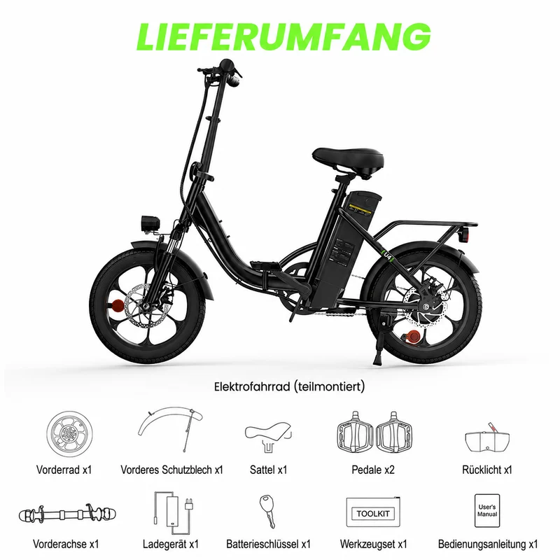 isinwheel U4 Klapp-E-Bike Urban bis zu 88 km Reichweite