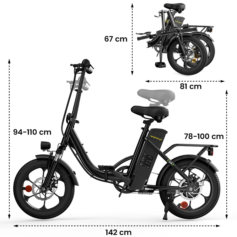 isinwheel U4 Klapp-E-Bike Urban bis zu 88 km Reichweite