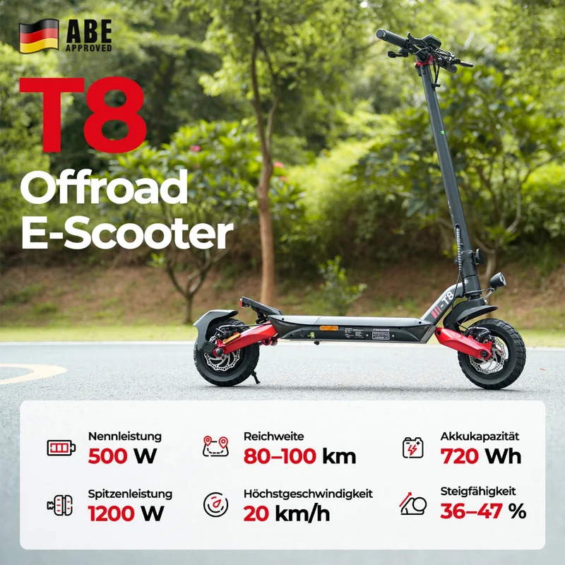 iScooter T8 Offroad E-Scooter Mit Straßenzulassung (ABE/eKFV)
