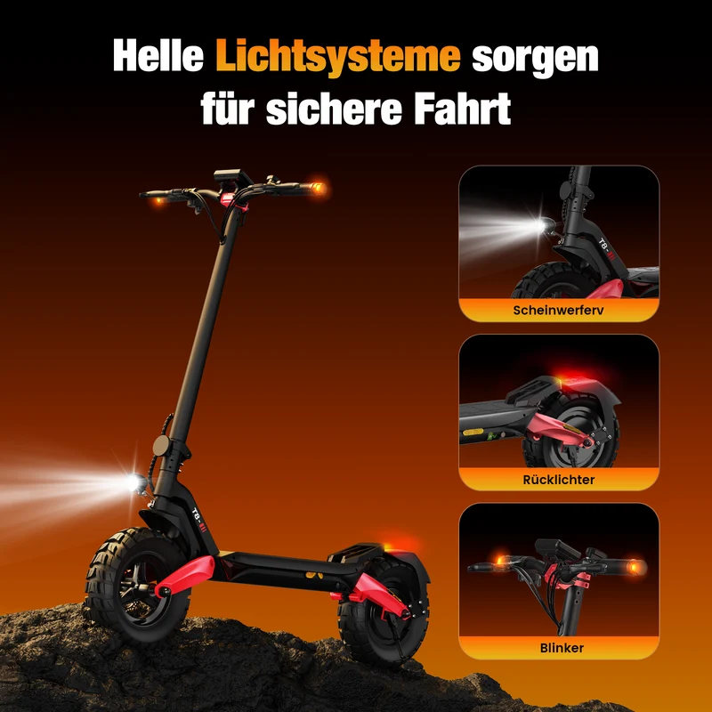 isinwheel T8 High-Performance Offroad E-Scooter Mit Straßenzulassung (ABE, eKFV)