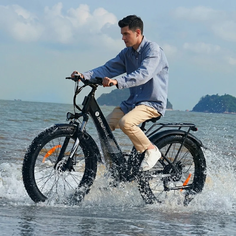 isinwheel M60 E-Bike Cruiser Fatbike mit 26 Zoll Fat Tires 750W Motor
