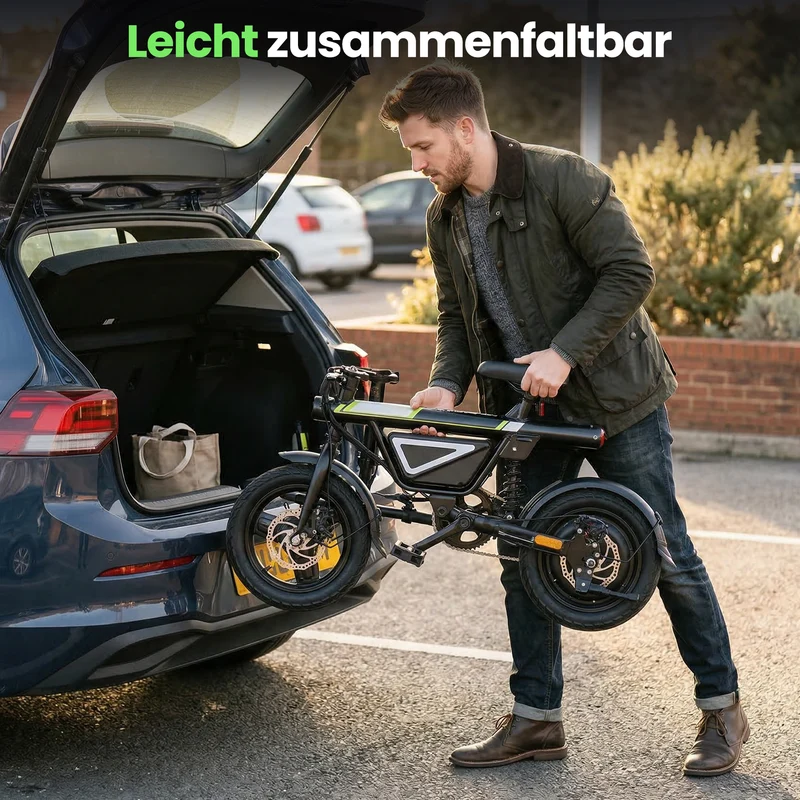 isinwheel EB1S Faltbares E-Bike 55+km mit Schnellem Laden