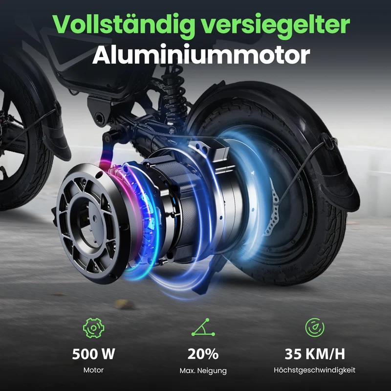 isinwheel EB1S Faltbares E-Bike 55+km mit Schnellem Laden